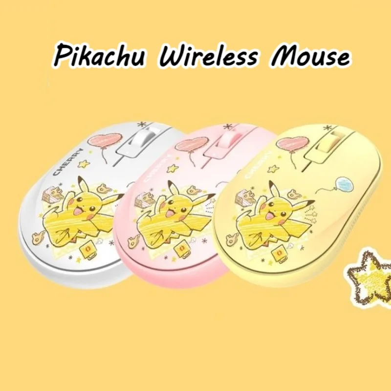

Wireless Bluetooth Dual-Mode Mouse Pokemon Theme Cartoon Pikachu Mouse Compact Portable Silent Mouse for Mac Laptop Computer