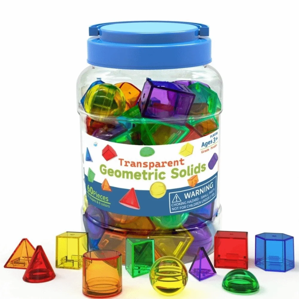 Colorful Geometric Solids Geometric Shapes Preschool Activities Early Education Transparent Montessori Early Education