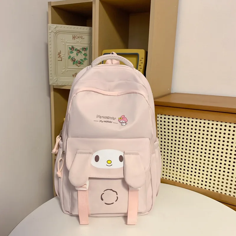 Bolsa Sanrio de grande capacidade para estudante, casual e leve, almofada de ombro, mochila bonita impermeável, nova M pequena