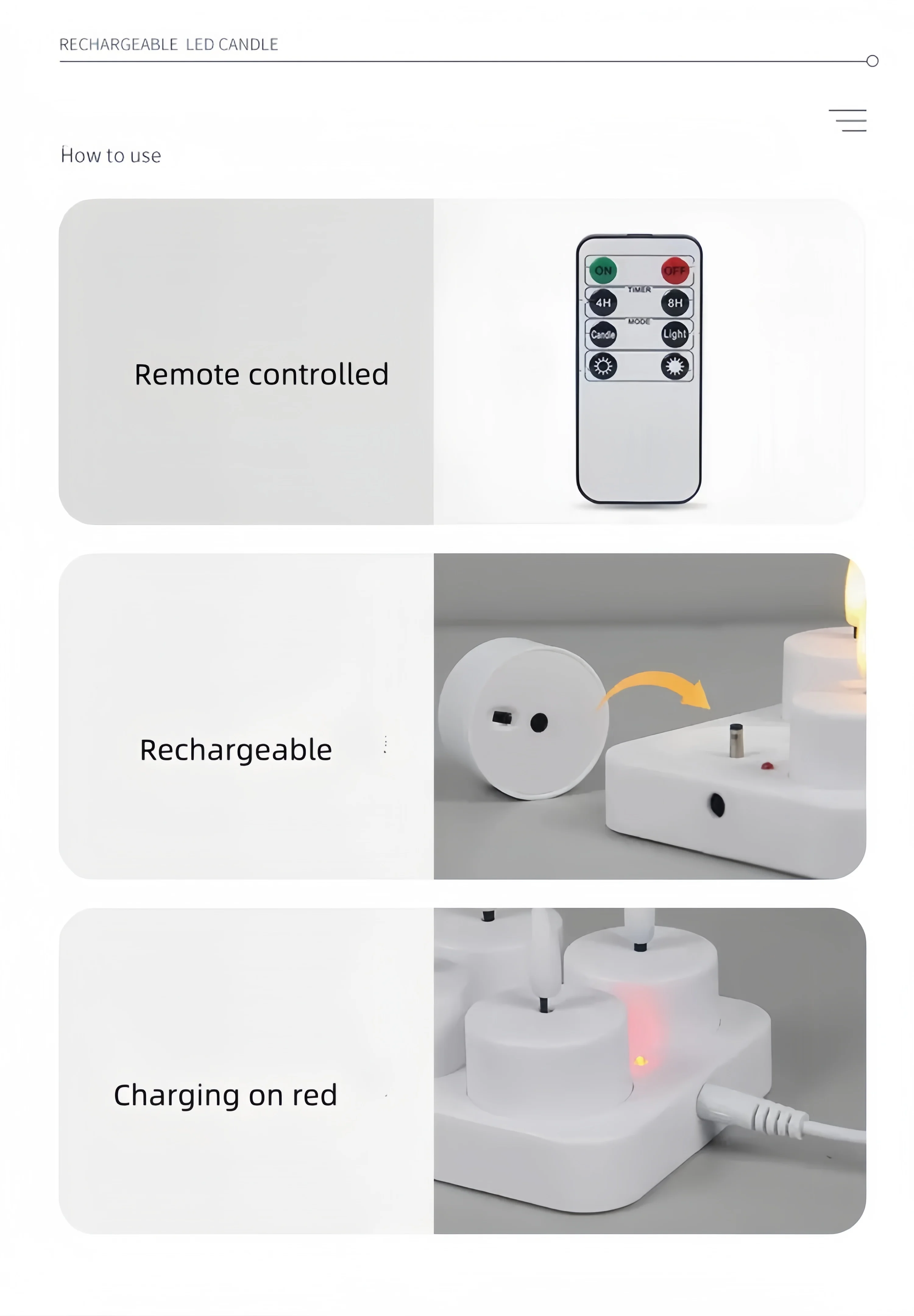 Confezione da 6 candele TeaLight a LED senza fiamma ricaricabili satinate con lampada Votives remote Decorazione da tavolo per feste di matrimonio di Natale-AMBRA