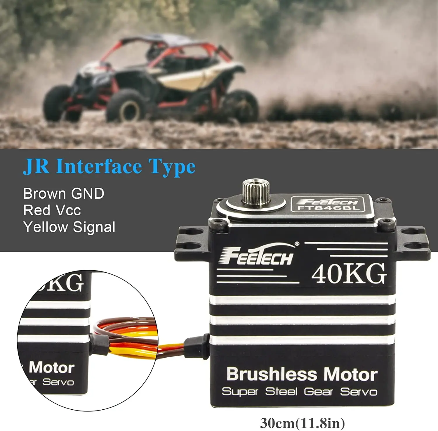 Feetech Waterproof Digital Servo 40KG Servo Metal Gear Brushless Baja Servo for Remote Control Racing Cars/airplanes/boats/robot