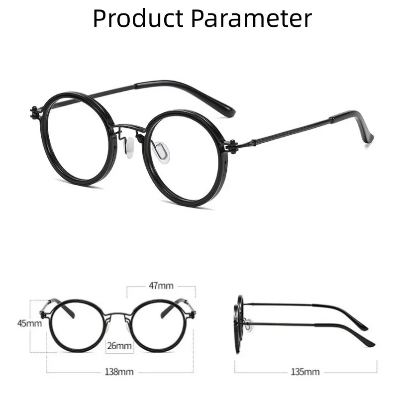 Lesebrille Männer Luxus Runde Rahmen Lupen Klare Linse Anti Blaues Licht Gläser Männer Frauen Metall Lesebrille Neue – Detail 2