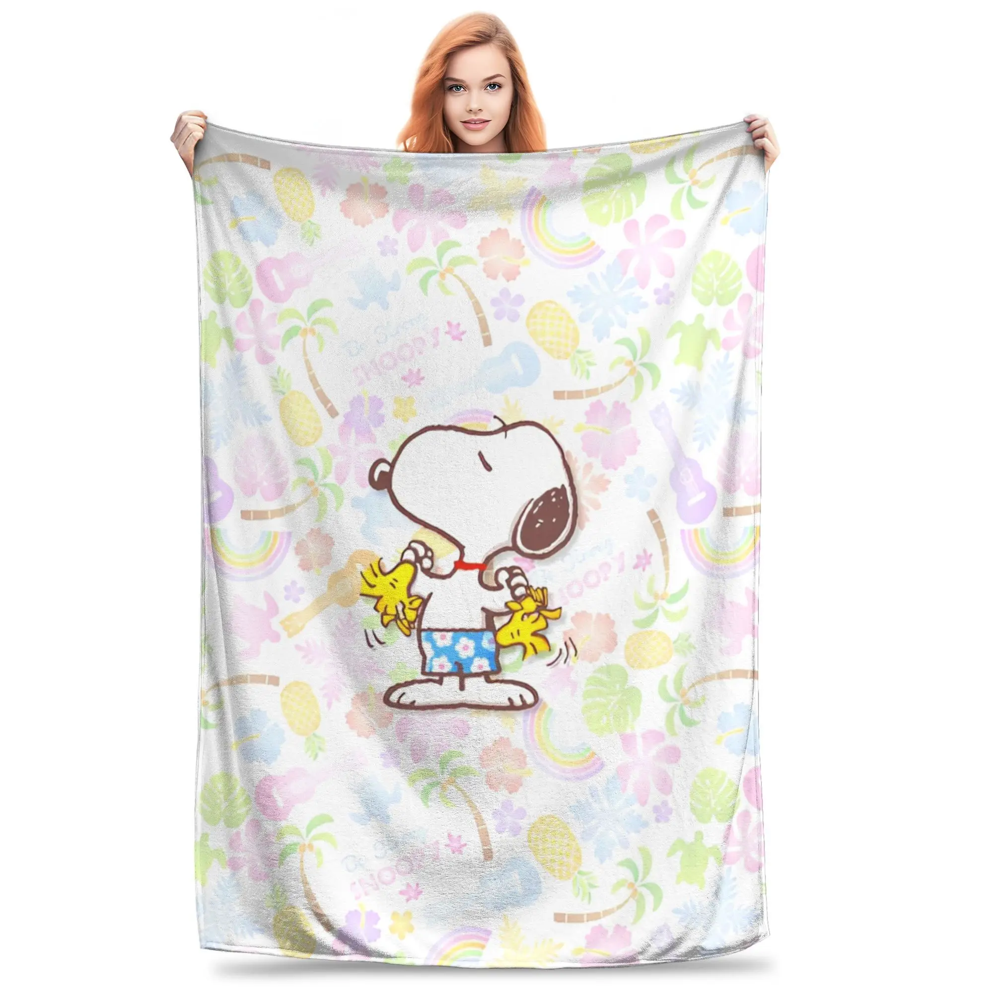 

Snoopys Summer Time Velvet Throw Blanket Blanket for Home Car Warm Quilt,