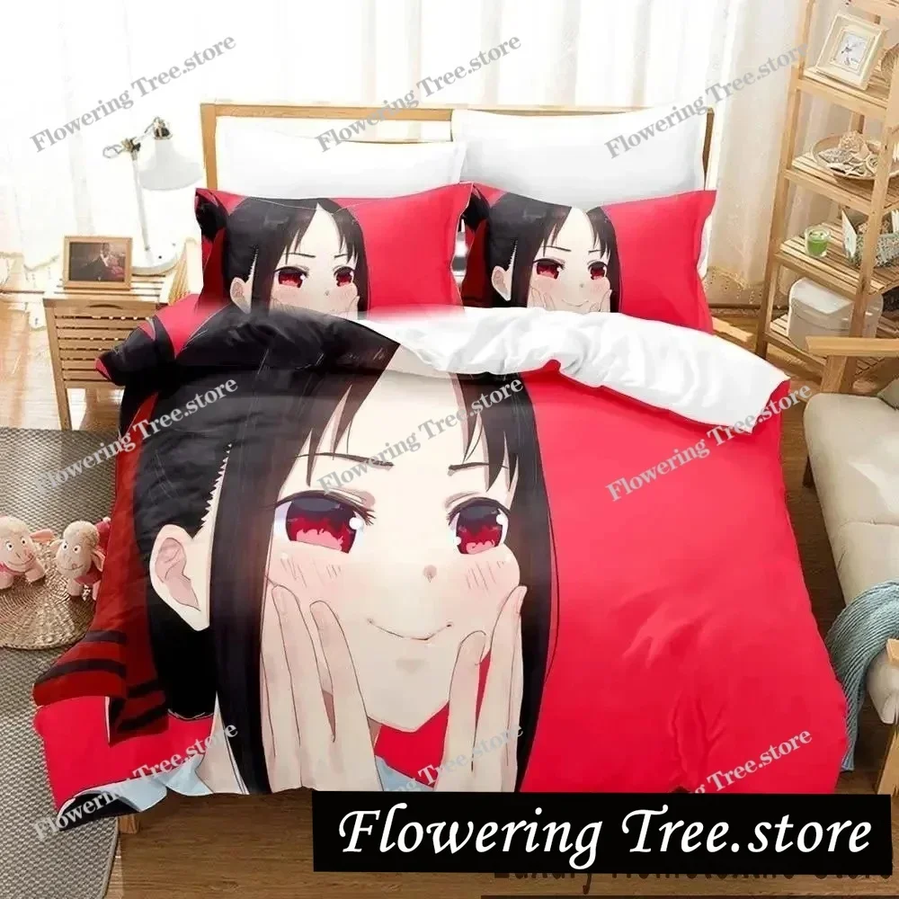 Anime Kaguya-sama Love Is War Bedding Set Duvet Cover Bed Set Quilt Cover Pillowcase Comforter king Queen Size Boys Adult