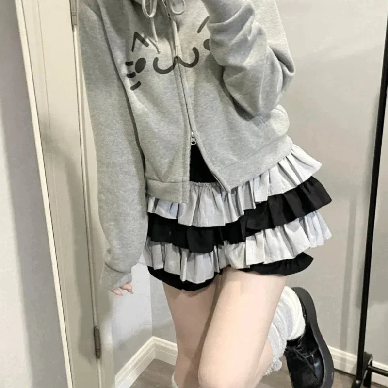 Minigonna Kawaii da donna Y2K estetica giapponese gonna torta dolce moda estiva tutto fiammifero volant gonna abito da ballo Lolita da donna