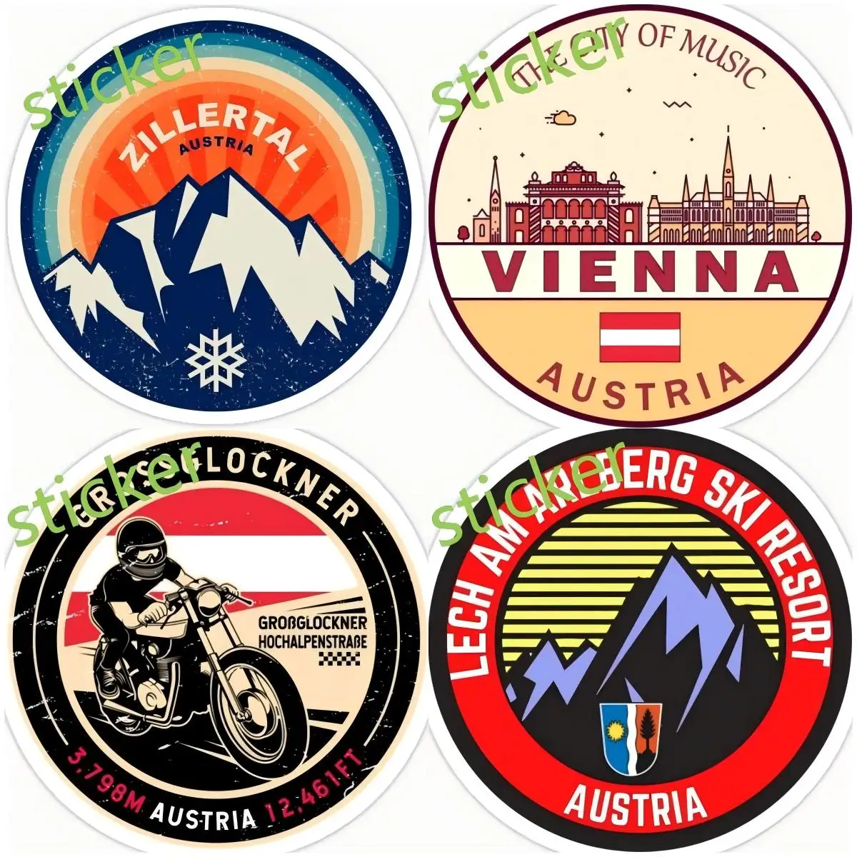 

Austria Racing Stickers Car and Motorcycle Decals Windows Laptop Waterproof Decoratio Trunk Personality