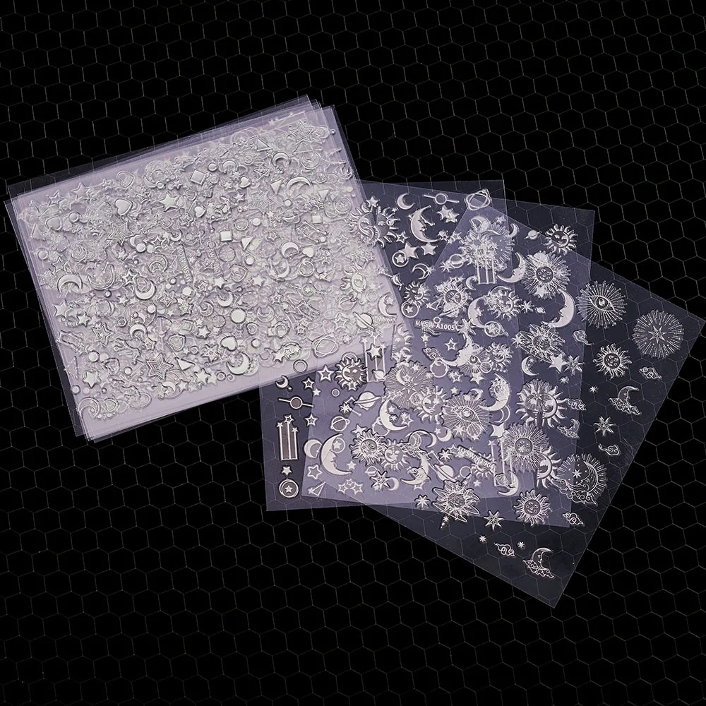 Set 3d Golden Silver White Blute Black Star Art Sticker Geometry Star Sticker DIY PUNTERS Designs Nail Accessories & 9