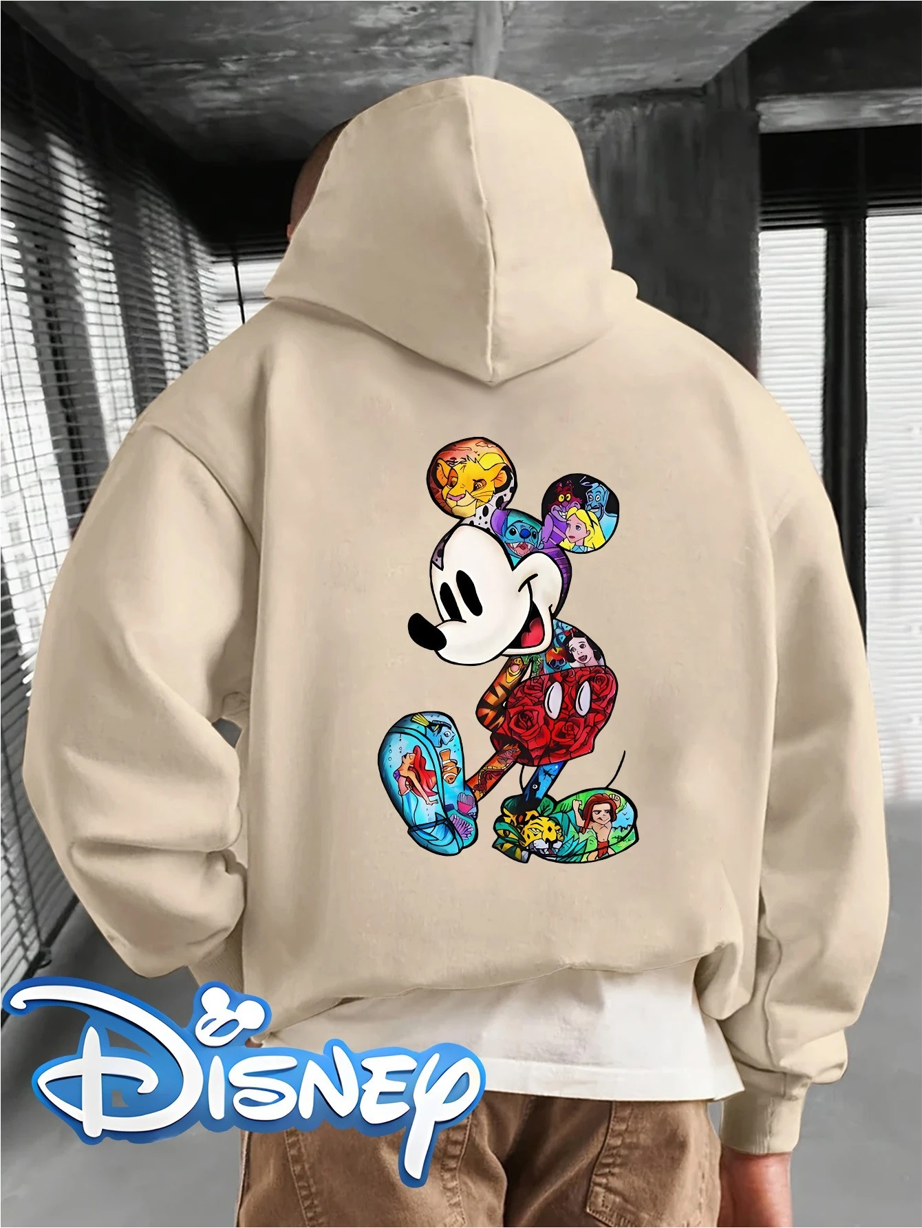 

Мужская толстовка с принтом Микки Мауса Disney, осенне-зимняя, флисовая, унисекс, модная, в уличном стиле, свободного кроя, оверсайз