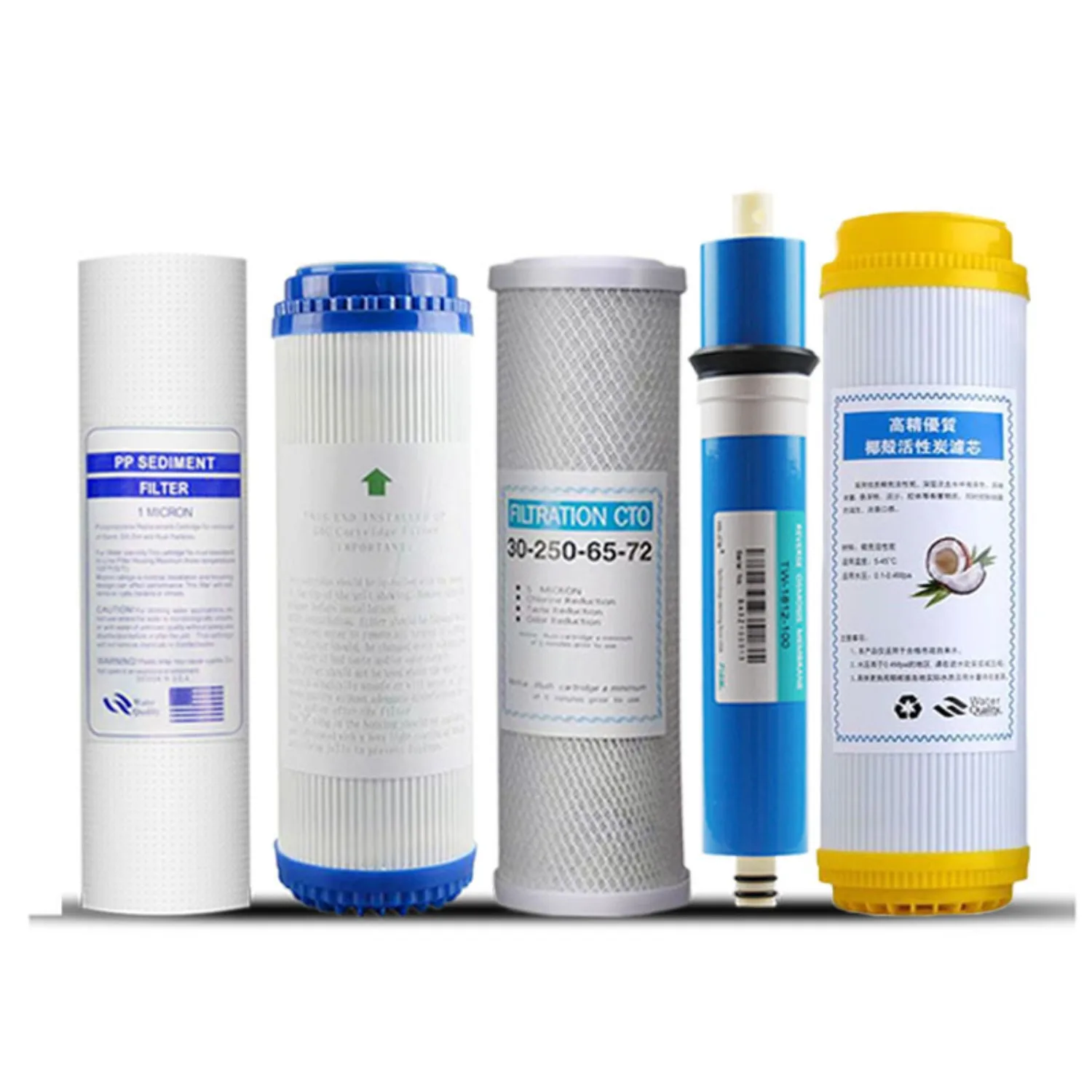 Cartouche de filtre PP à changement rapide, filtres à osmose inverse RO 75G/100G 10", kit de remplacement pour système de filtration d'eau RO sous évier
