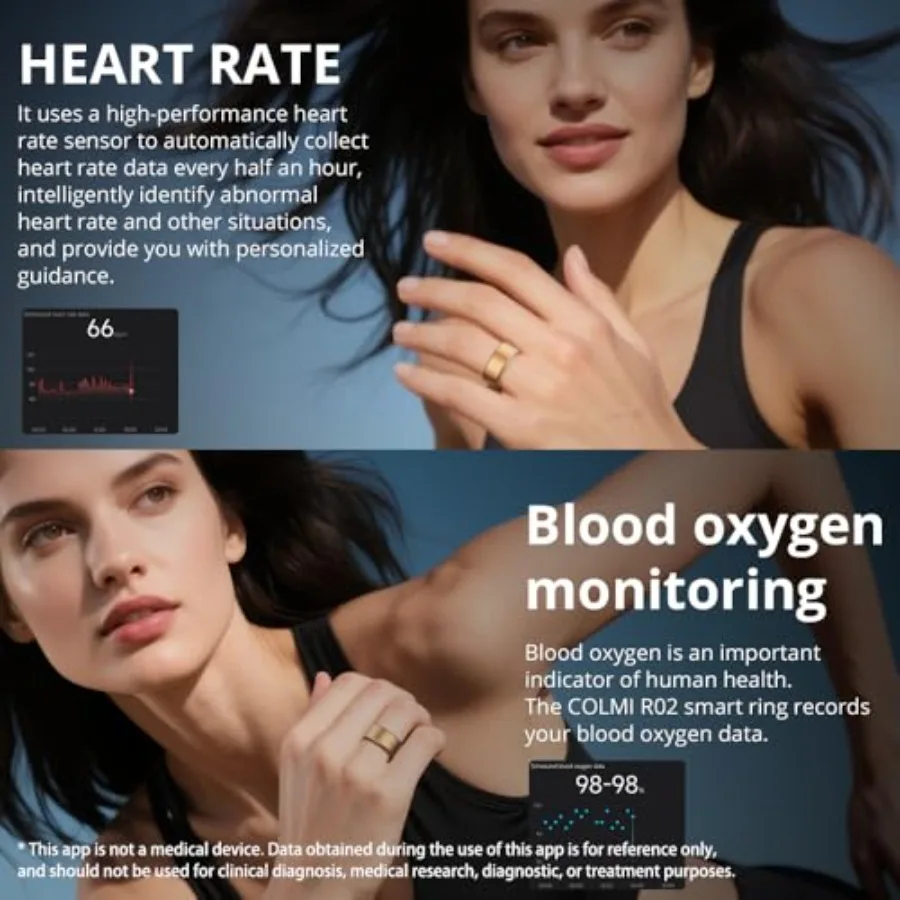 Smart Ring for Women and Men, No Subscription Fee, with a Charging Case, Supports Heart Rate, Blood Oxygen, Sle