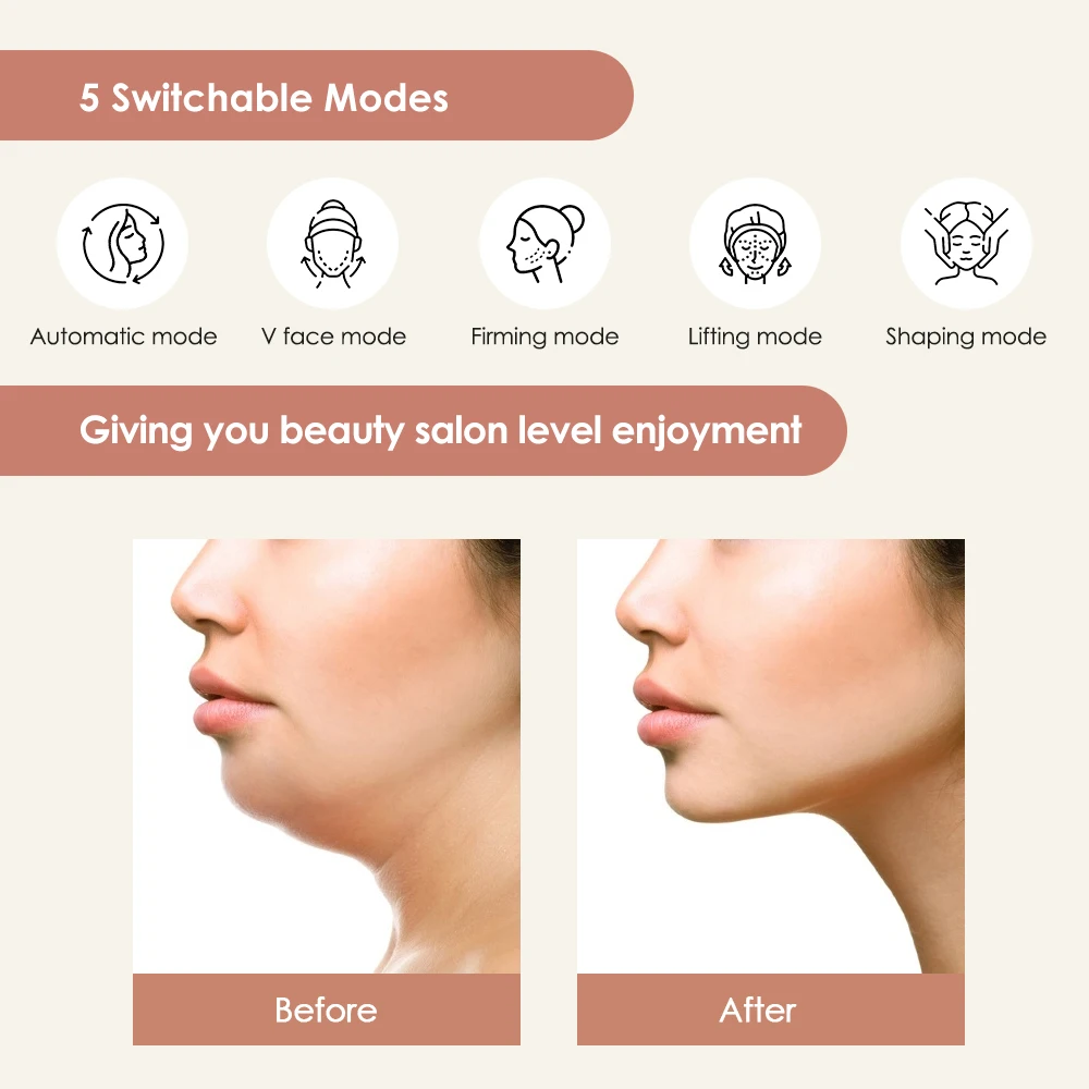 Microcurrent Face Lifting Machine Double Chin Remover EMS Facial Massager Intelligent Skin Rejuvenation Beauty Device with Voice