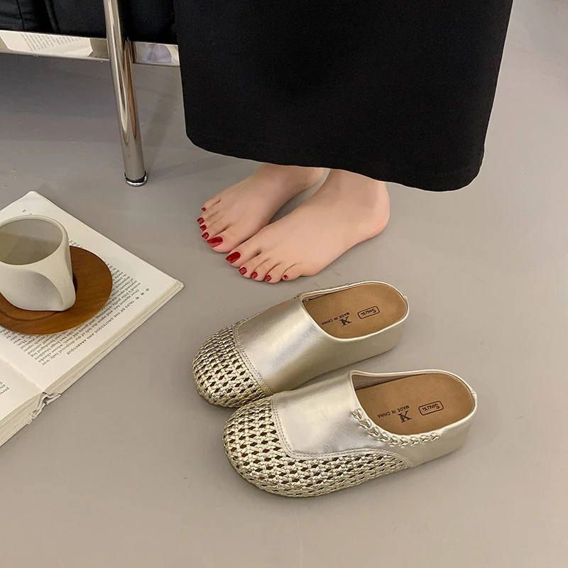 

Extra Large Cowhide Casual Slides Soft Sole Breathable Lightweight Outdoor Beach Vacation Daily Footwear