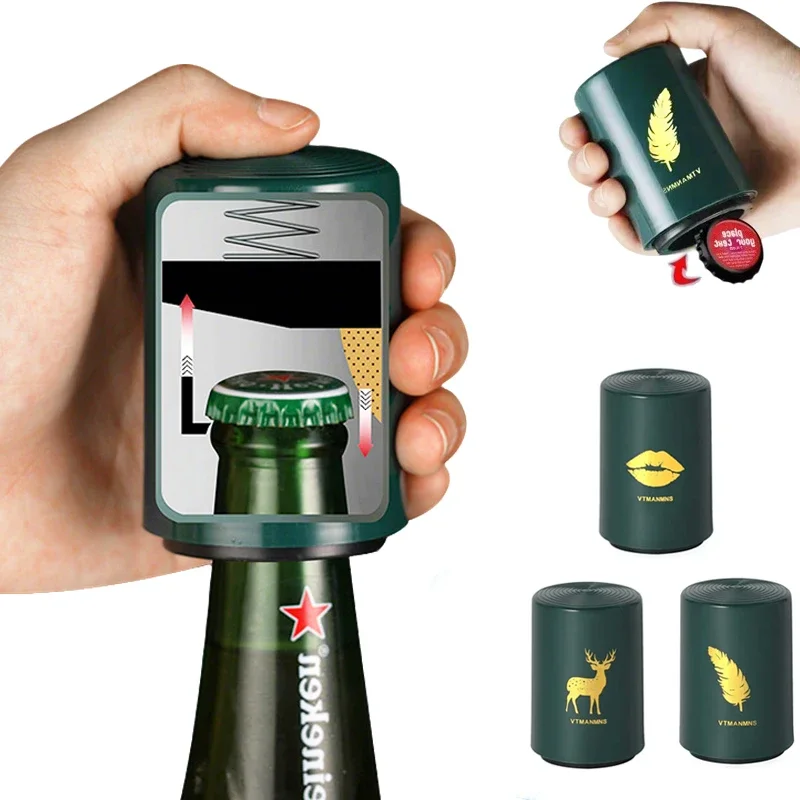 Bottle Opener Magnetic Creative Automatic Beer  Kitchen Press Lid Beer Corkscrew Tools Portable Kitchen Accessories Bar Gadgets