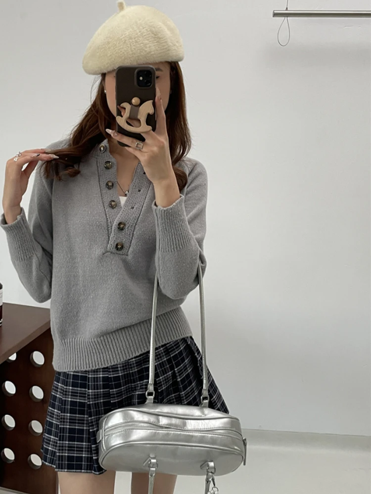 

ay Slim Fit V-Ne Button Sweater Long Sve Knitted Base Layer Top Warm Thiened Winter Women's Faion Commute Sle