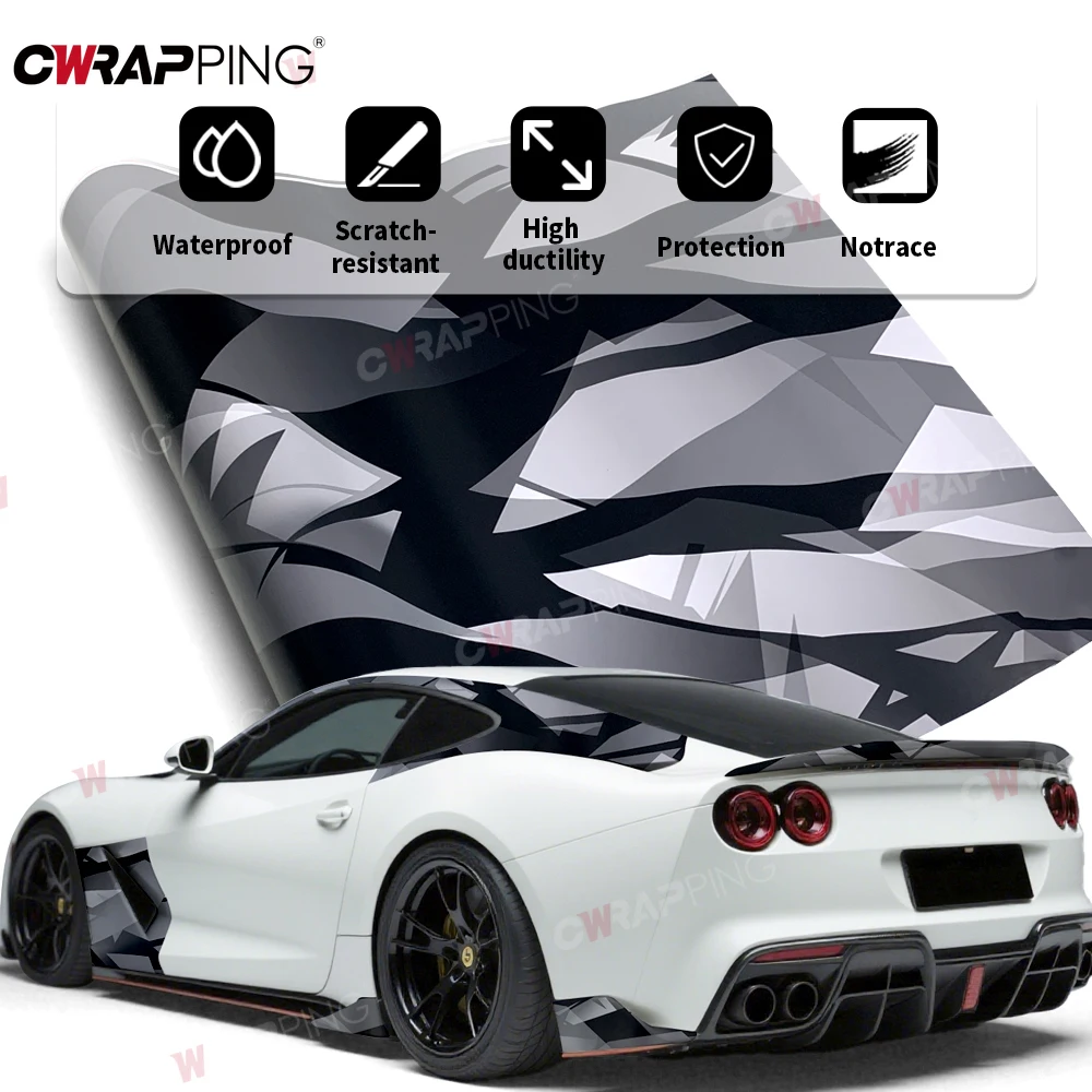 Car Decorating Geometric Camo Vinyl Paper for Car Vinyl Wrap PVC Self-adhesive Film Auto Body Films Automotive Wrapping Sticker