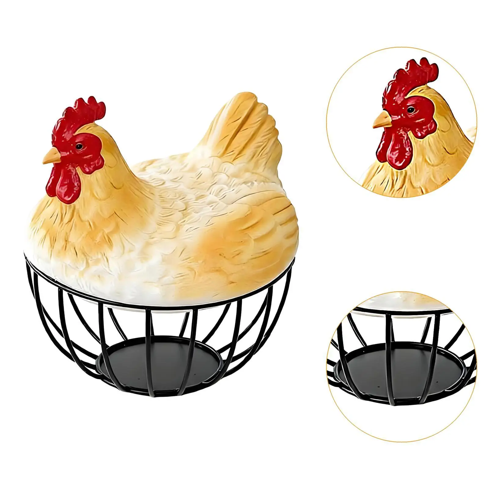 Egg Basket,Rustic,Kitchen Storage Basket,Organizer,Egg Holder with Lid,Egg Collecting Basket,for Vegetable, Kitchen Supplies