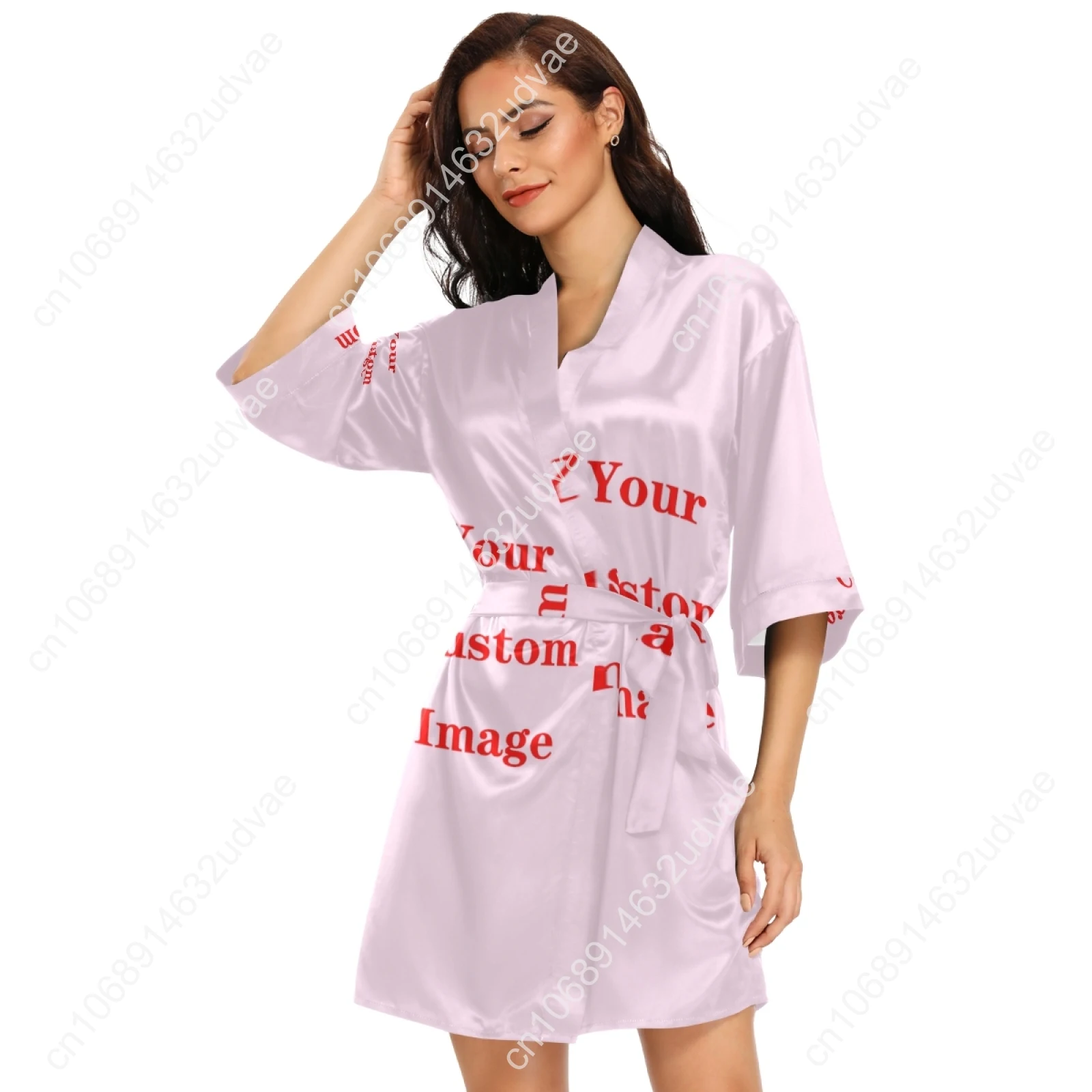 Fashion Satin Robe Long Women Wrap Dress Spring Bathrobe Pajamas Sexy V Neck  Robe 2021 New Ladies Clothes Custom Image