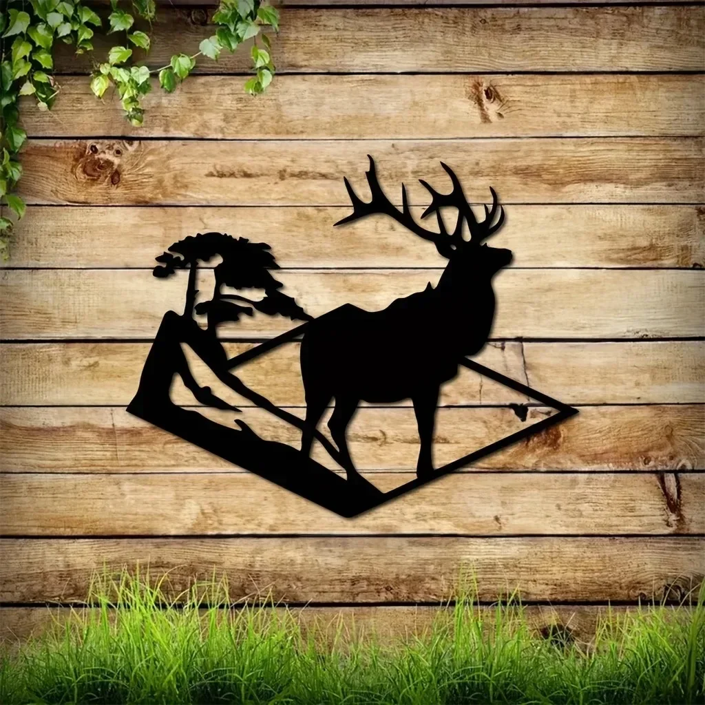 CIFBUY Deco Metal Deer Art Home Decor Forest Deer Metal Wall Decor Metal Forest Deer Sign Forest Sign Iron Wall Hanging Decorati