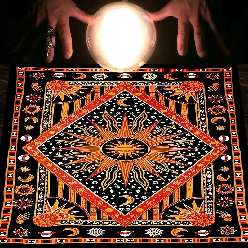 Tarot Cloth Sun Moon Star Velvet Cloth Fortune Telling Board Game Mat Polyester Printed Home Decor Altar Cloth