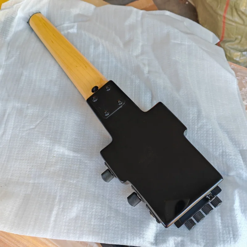 Black Mini 4 Strings  Headless Electric Bass Guitar,Ash Body&Maple Fretboard Black Hardware BJ-311 scale length 432mm
