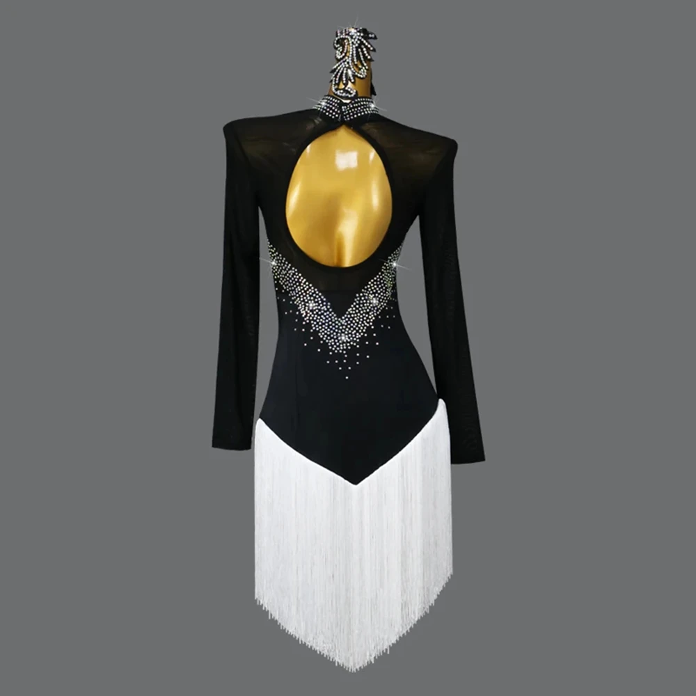 Vestido de dança latina das mulheres roupas de festa feminino franjas terno dancewear meninas traje de palco baile prática wear esporte samba carnaval