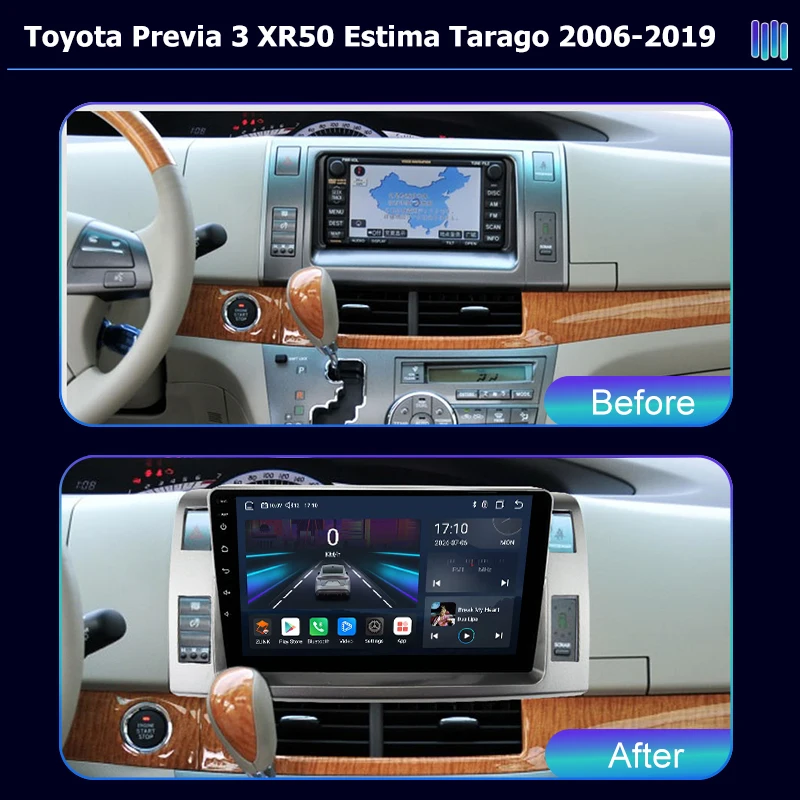 AI VOICE Android Car Radio Multimedia player for Toyota Previa 3 XR50 Estima Tarago 2006 GPS Navigation Stereo Screen Video