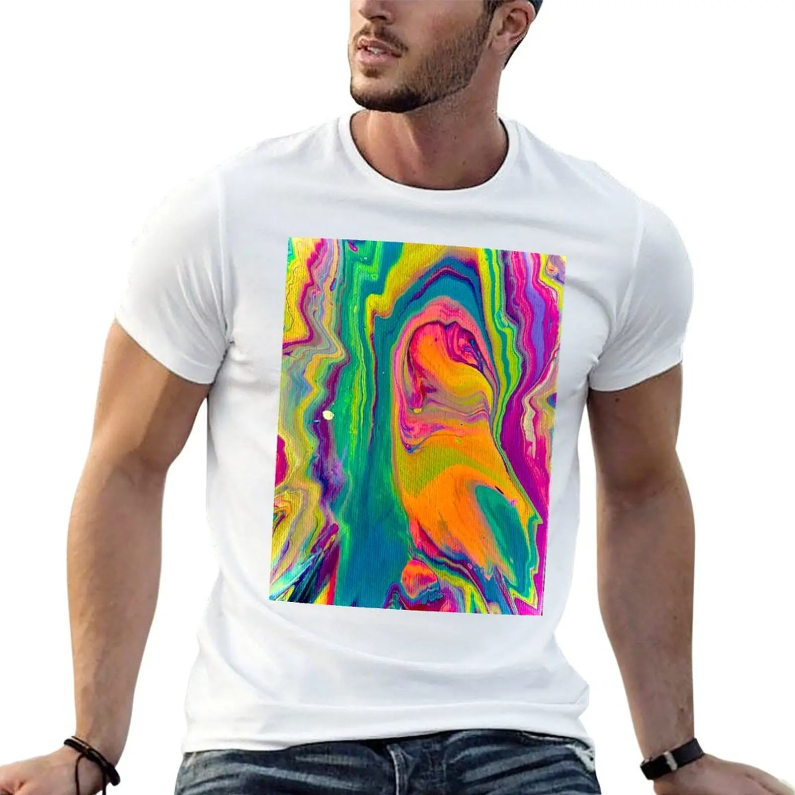 Edited photo of original acrylic flow painting T-Shirt man t shirt graphic t shirt custom print T-Shirt