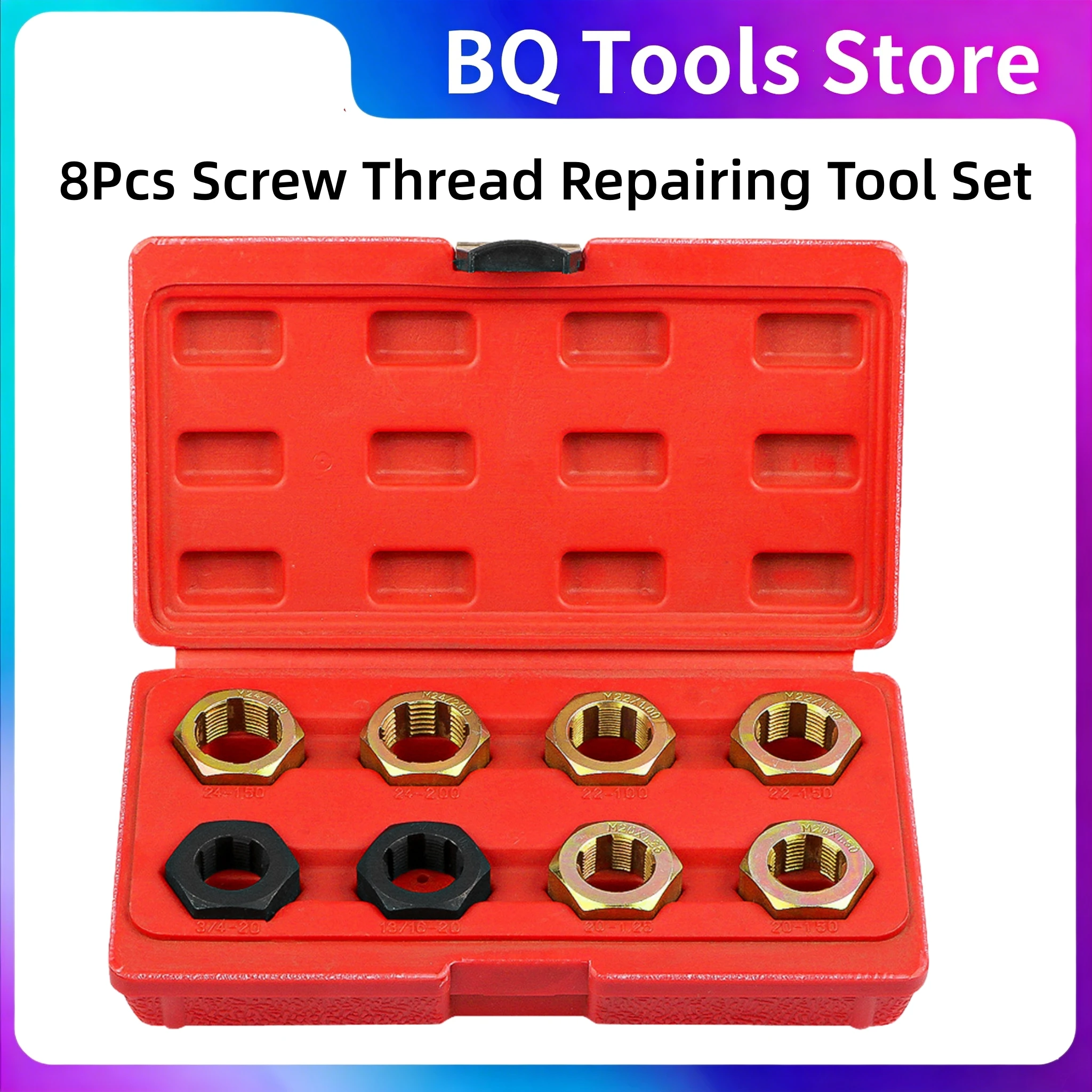 8Pcs Screw Thread Repairing Tool Set Car Transmission Shaft Screw Repairing Kit Metric Inch Thread Repairer Set