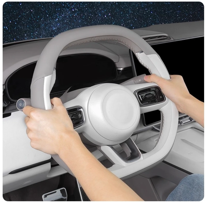

Подходит для ZEEKR 007GT Кожаный чехол на руль без ручного шитья Нескользящий четырехсезонный универсальный чехол