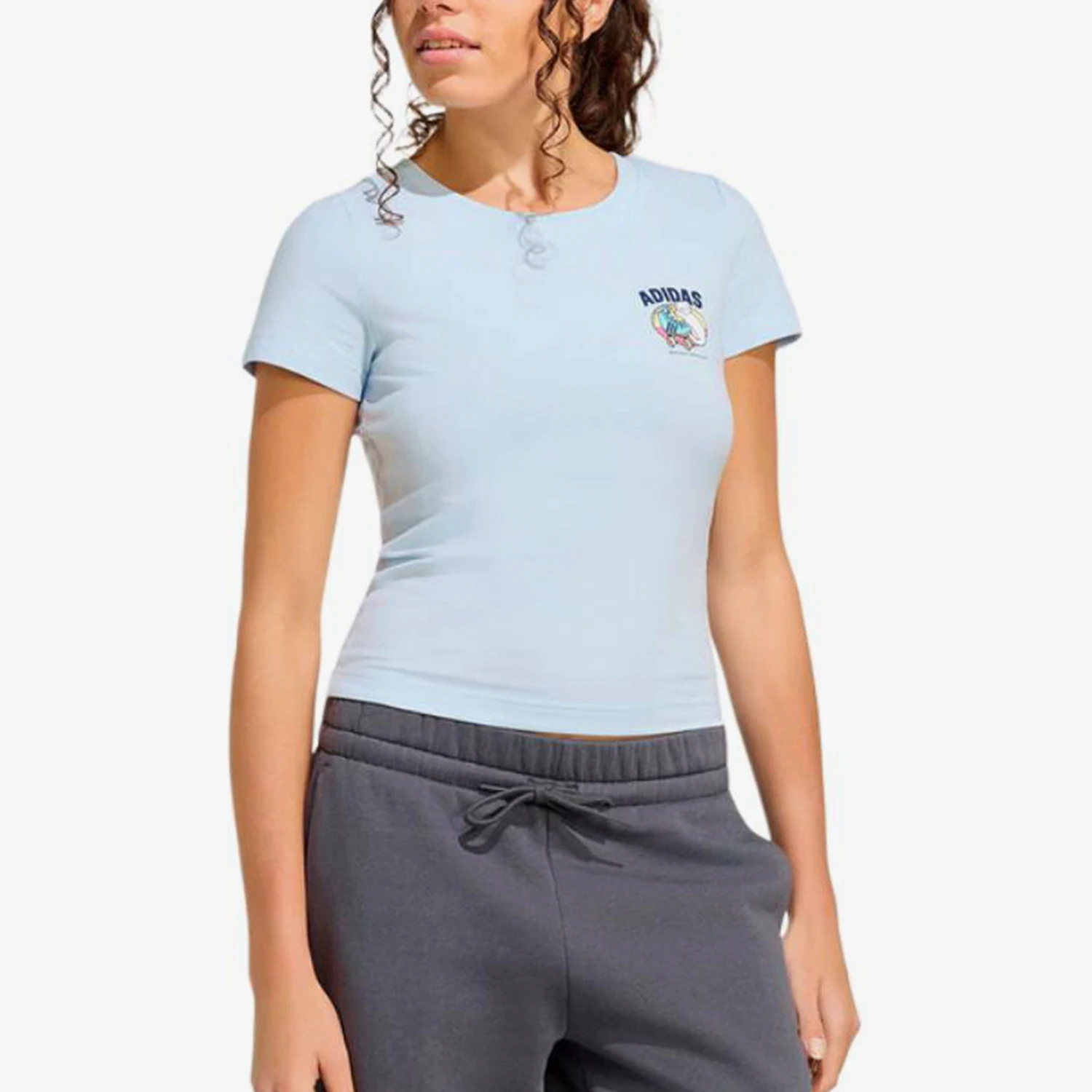 Adidas genuine round neck women's quick drying elastic sweat absorbing casual short sleeved T-shirt KC8605