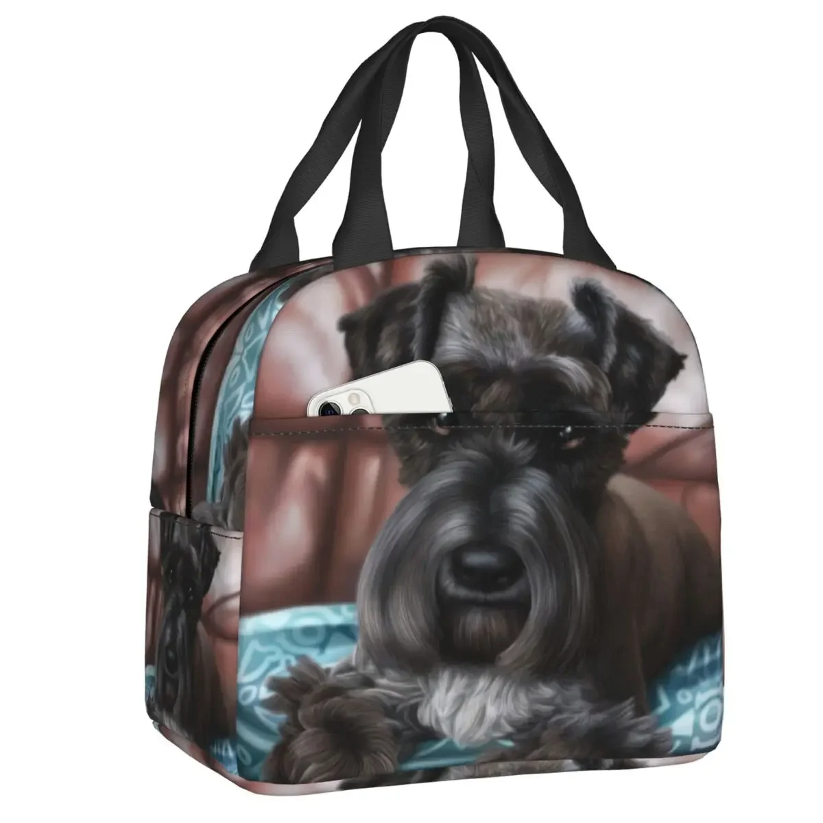 

Cute Schnauzer Dog Insulated Lunch Bags for Women Animal Portable Cooler Thermal Bento Box School