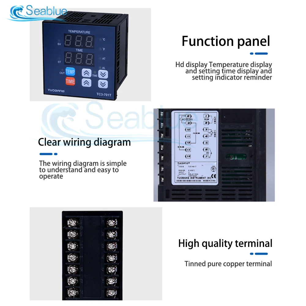 TC3-501T Multifunctional Digital Display Temperature Controller AC 110V 220V High-precision Temperature Controller Timer 0~300 ℃