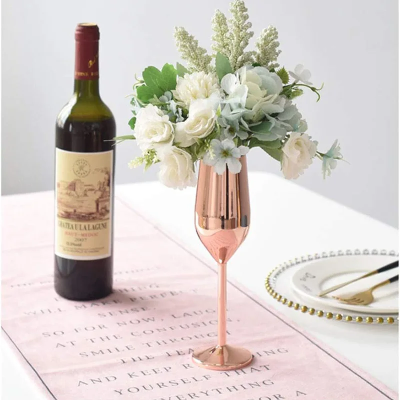 Stainless Steel Champagne Cup Wine Glass Cocktail Glass Creative Metal Wine Glass Bar Restaurant Goblet Home Bar Party Supplies