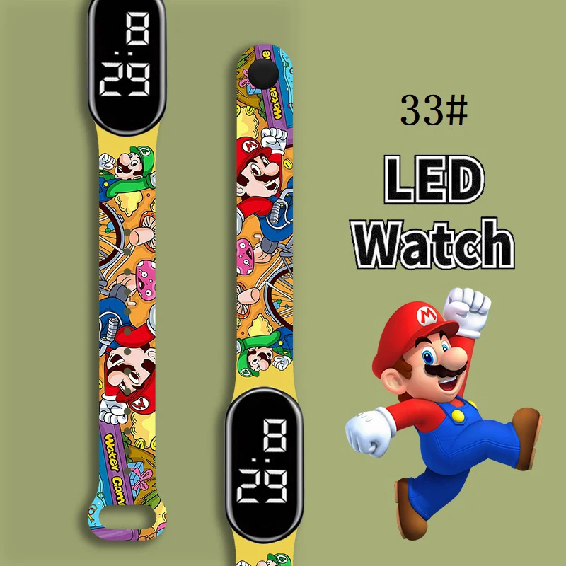 

Super Mario Strap LED Electronic Watch Fashion Colorful Bracelet Touch Waterproof Anime Character Pikachu Educational Children's