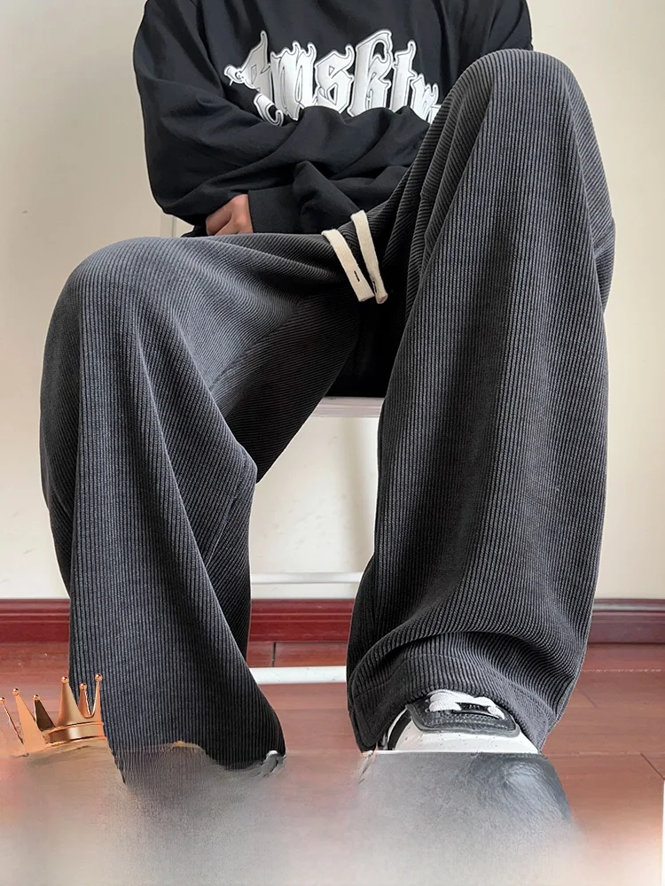 

Мужские вельветовые брюки American Sle: весенние спортивные драпированные свободные прямые брюки-джоггеры с широкими штанинами, повседневные длинные брюки