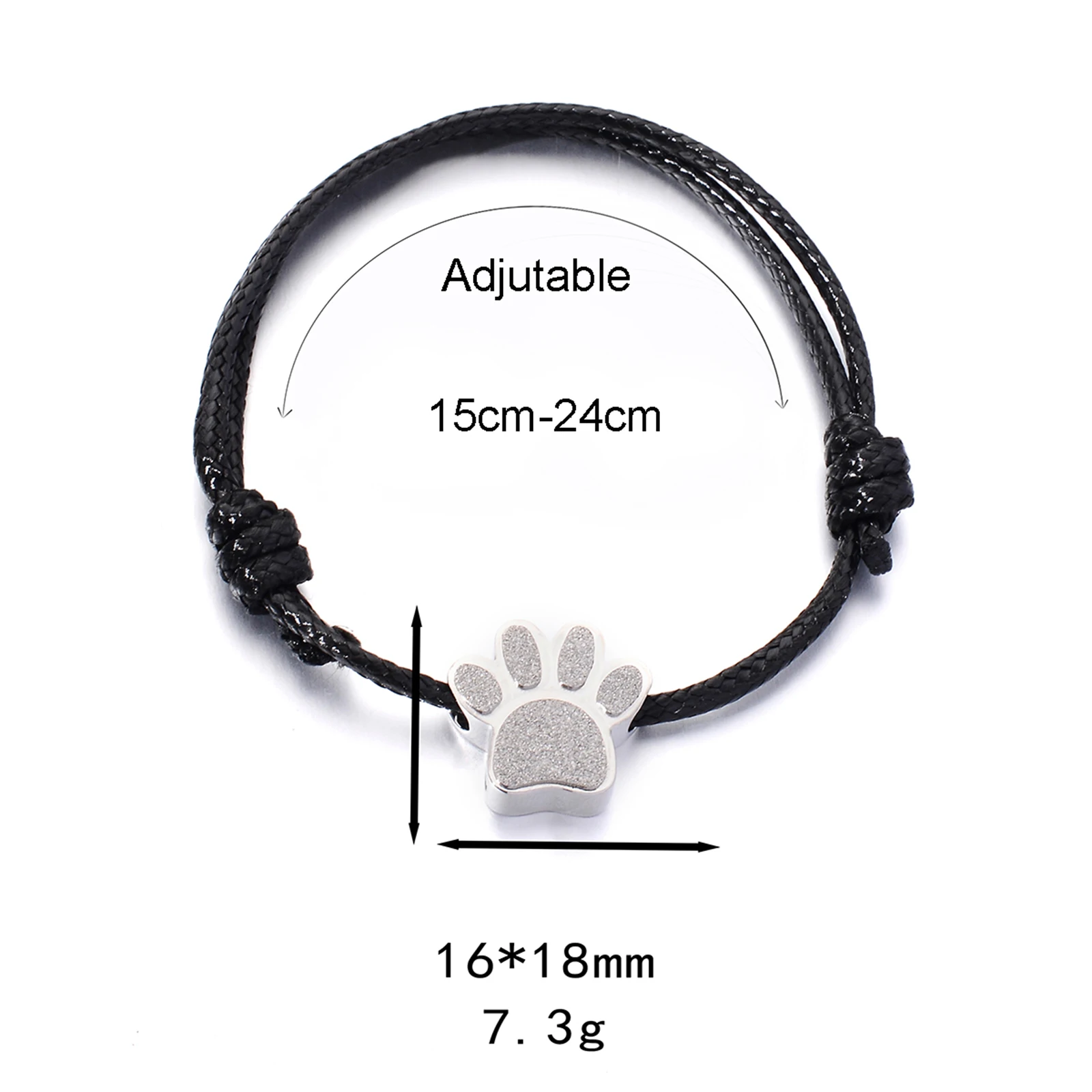 Cremation Bracelet for Ashes Stainless Steel Paw Print Urn Jewelry Adjustable Bangle Pet Dog Cat Ash Holder Memorial Gift