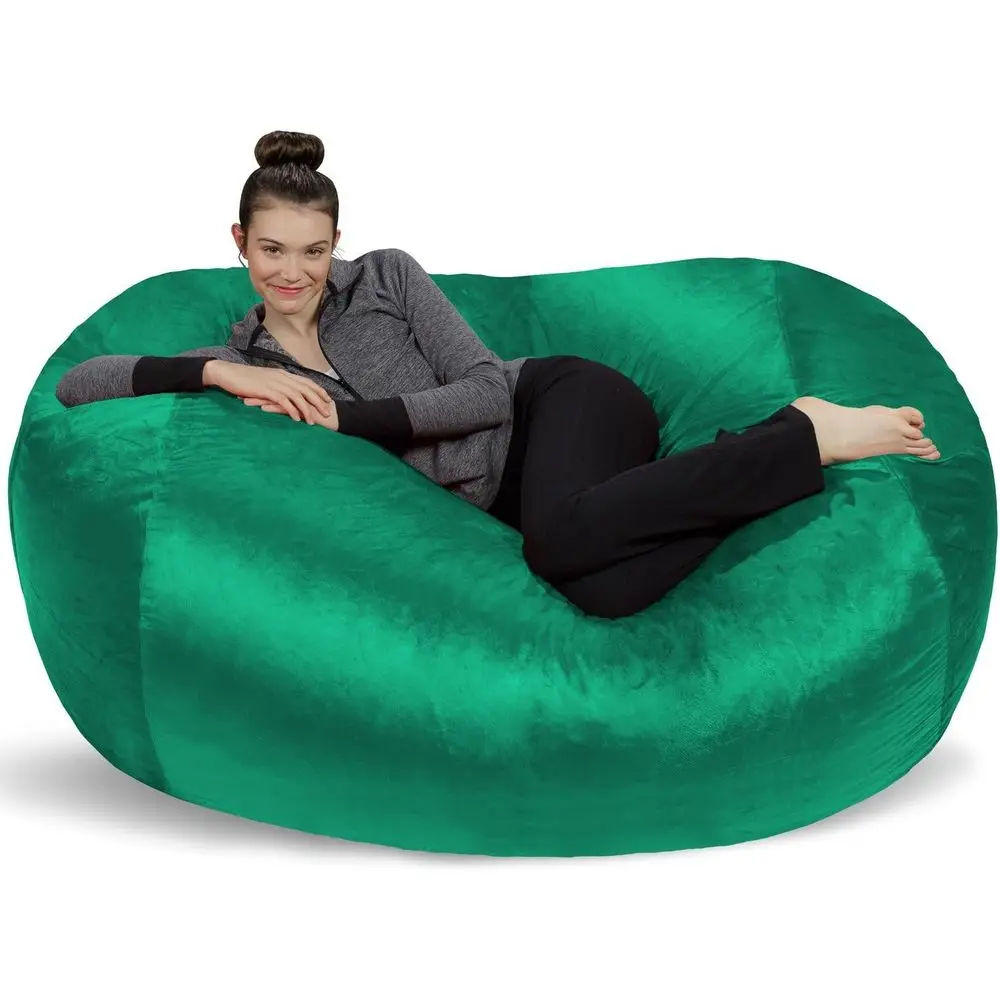 XL Plüsch-Mikrofaser-Sitzsack-Lounger – Bequemer, mit Memory-Schaum gefüllter Sessel für Kinder und Erwachsene – Königsblau