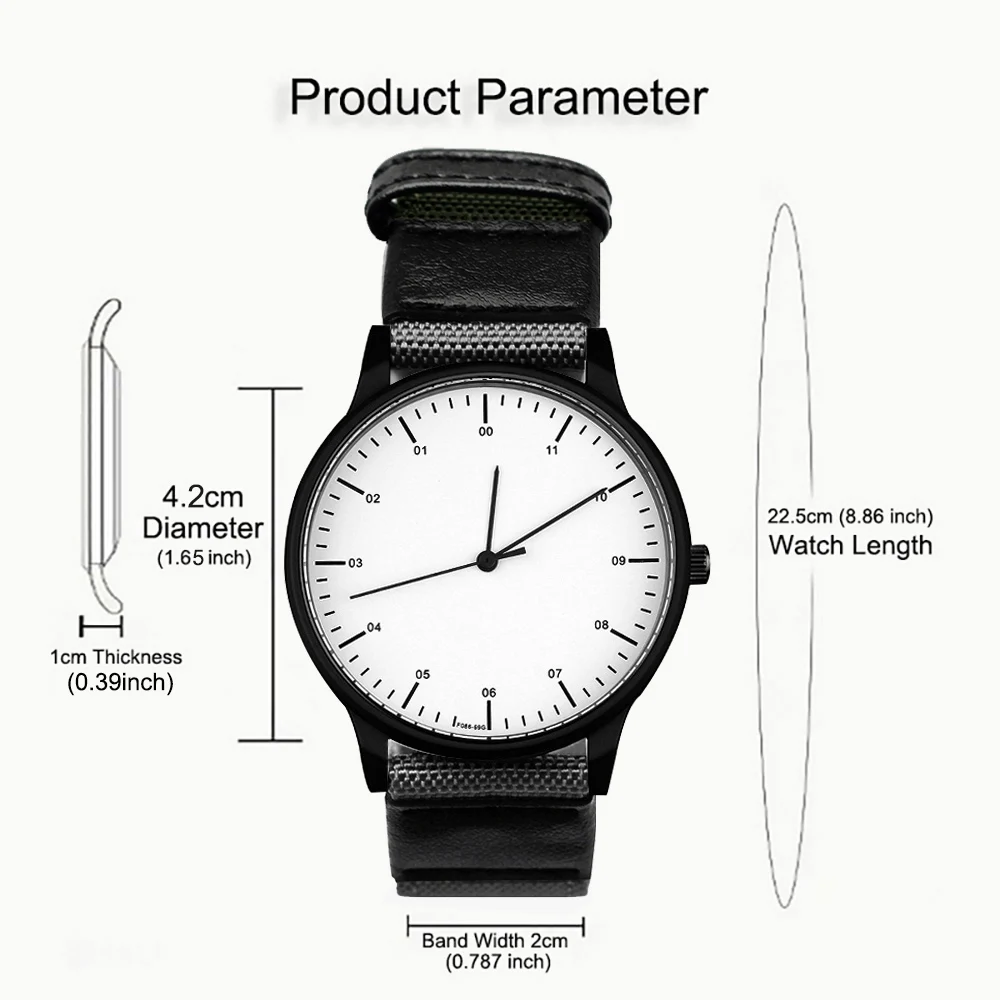 Reverse direction watch, different counterclockwise quartz watch, comfortable canvas strap. Suitable for both men and women