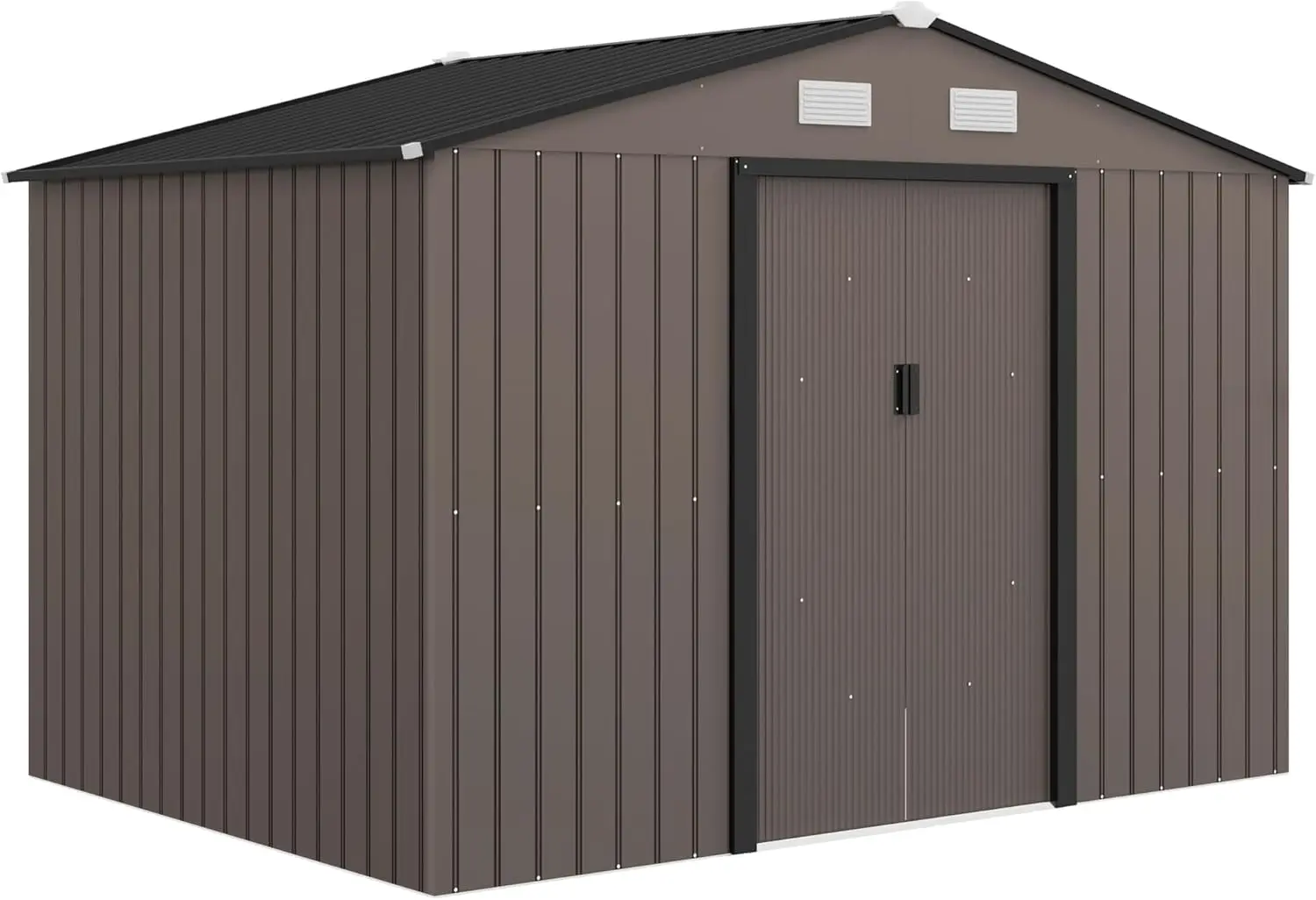 9' x 6' Outdoor Storage Shed, Garden Tool Metal Shed with Foundation Kit, Double Lockable Door, Air Vents and Sloping Roof