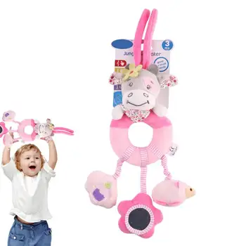 Plush Stuffed Stroller Toy para meninos e meninas, Decoração Animal, Brinquedo Sensorial, Rhino Chattles, Bonito