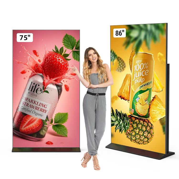 4G vertical advertising screen totem advertising 75 86 98 inch LCD screen smart digital signage touch screen display