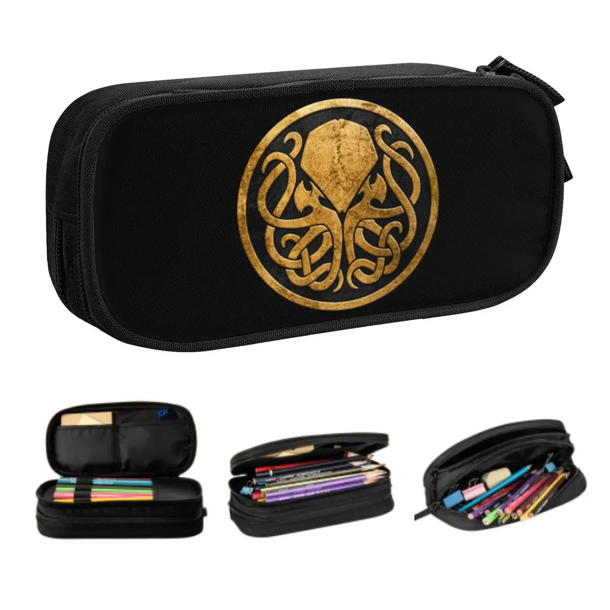 Custom Call Of Cthulhu Cute Pencil Case Boy Girl Large Capacity Lovecraft Monster Movie Pencil Bag School Accessories
