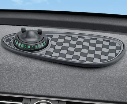 

3 In 1 Car Center Console Anti Slip Mat Multifunctional Phone Holder Parking Number Plate Storage Pad Interior Accessories