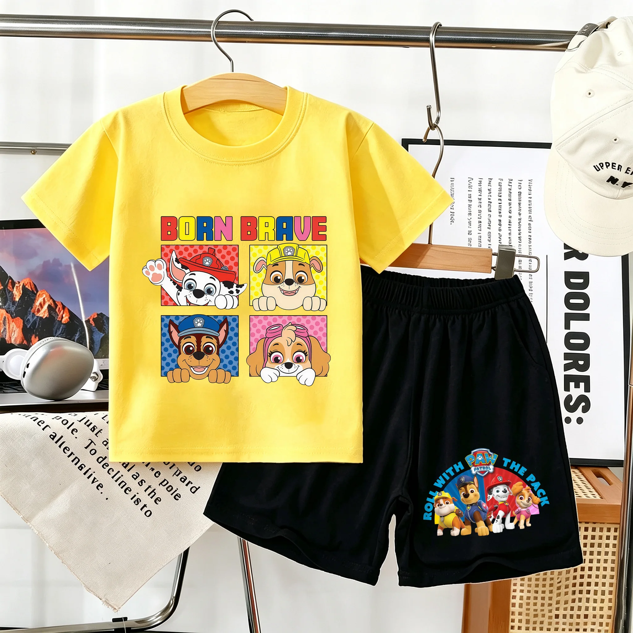 PAW Patrol Printed Summer Girls Casual Outfits Children's Shorts Sets Kids T Shirt and Shorts Two Piece Set Outdoor Sportwear