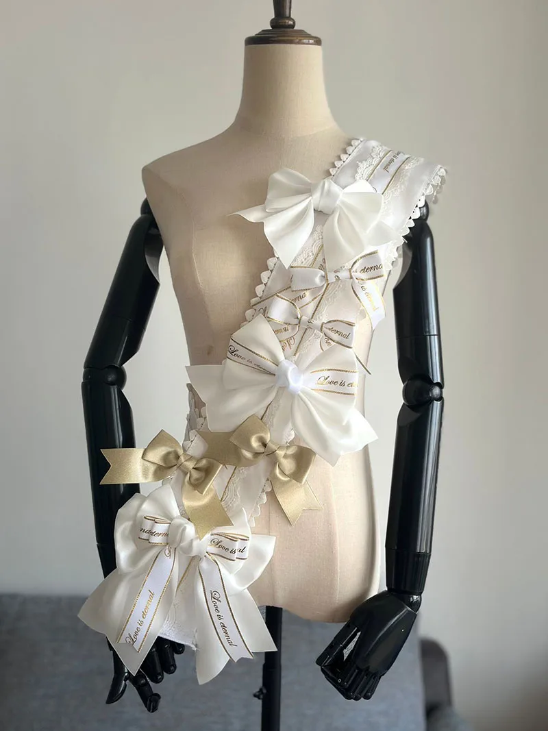 Original Heavy Industry Handmade Lolita Bow Gorgeous ริบบิ้นผู้หญิงหวานสาวนักเรียนคอสเพลย์ Y2k Props อุปกรณ์เสริม