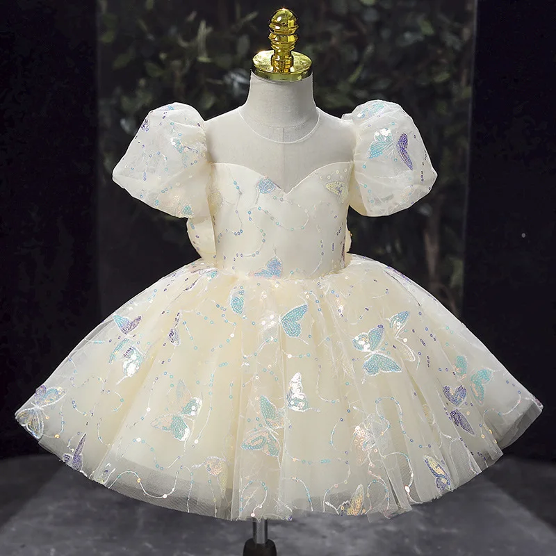 

Kids Birthday Party Dress for Girls Children Princess White Wedding Formal Occasion Dresses Elegant Evening Luxury Gown Pageant