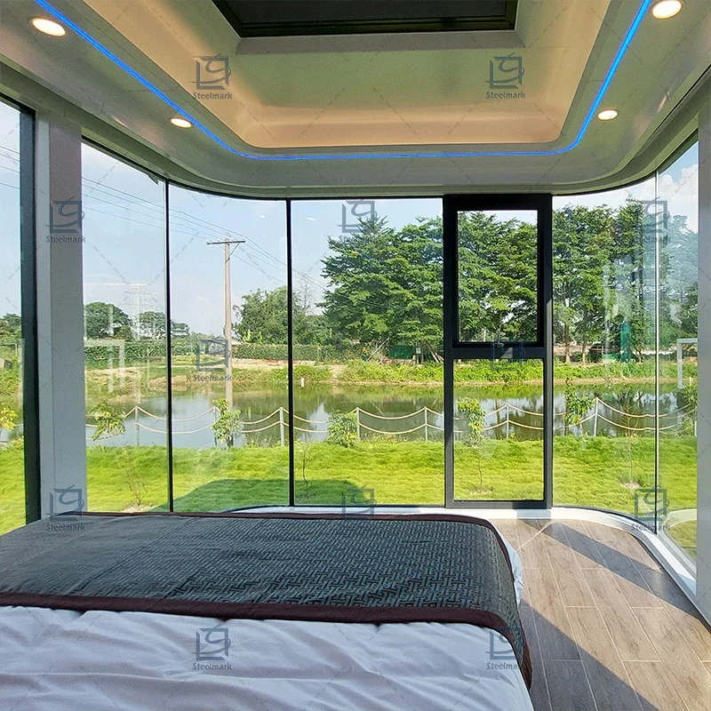 Prefab cabin Glass Moving House Modern Prefab House Tourism Mobile Homestay Space C apsule House