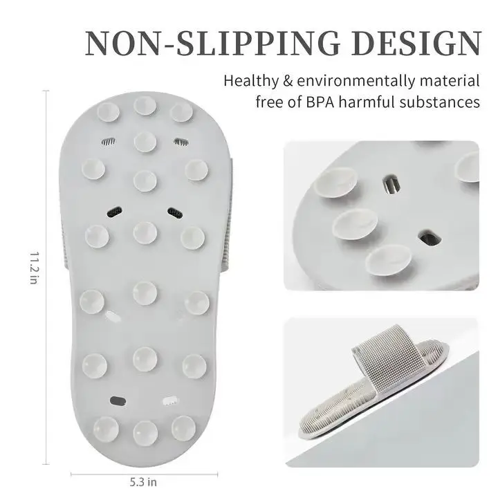 Bathroom Simple Silicone Cleaner Foot Washer Brush Massager Shower Cleaning Blue Slippers Exfoliating Cleaning