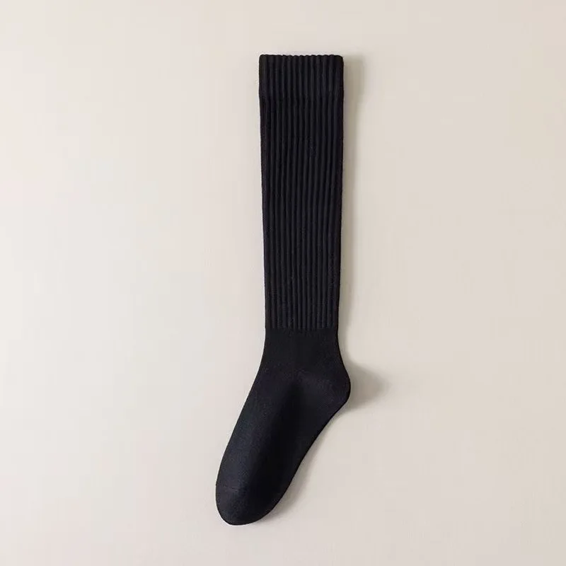 1/5 Pairs Frauen Herbst Winter Warme Dicke Einfarbig Waden Socken Modische Seite Streifen Abnehmen Weiche Bequeme Casual Socken – Detail 11