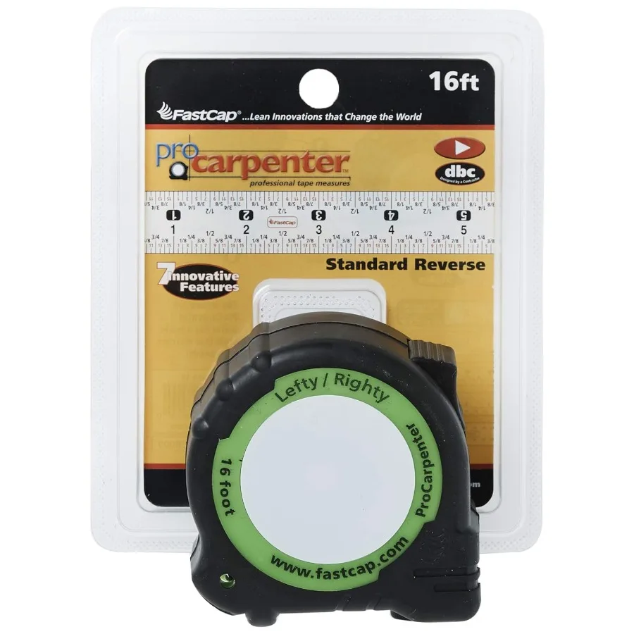 شريط قياس عكسي بطول 16 قدمًا - أداة قياس قياسية للنجار الاحترافية